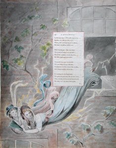トーマス・グレイの詩からの長い物語、1797-98年公開（紙とトイレットペーパーと黒インク） 作： William Blake